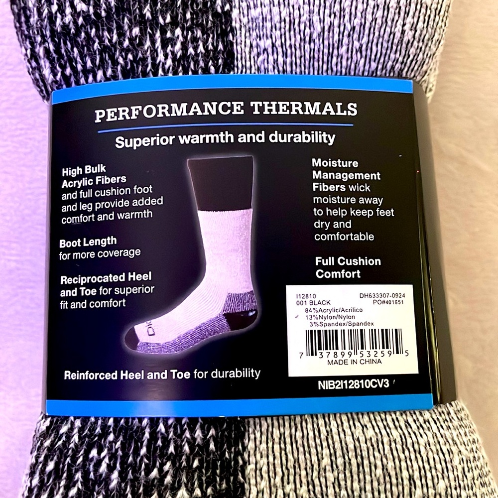 NWT Dickies Men's Black & Gray Acrylic Blend Thermal Socks - Picture 3 of 3